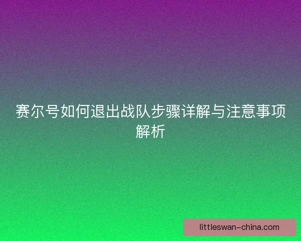 赛尔号如何退出战队步骤详解与注意事项解析