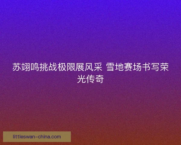 苏翊鸣挑战极限展风采 雪地赛场书写荣光传奇