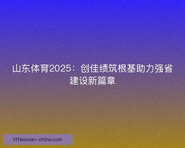 山东体育2025：创佳绩筑根基助力强省建设新篇章