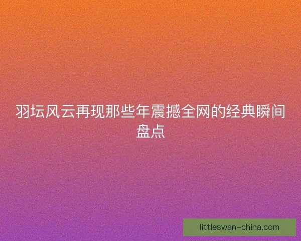 羽坛风云再现那些年震撼全网的经典瞬间盘点