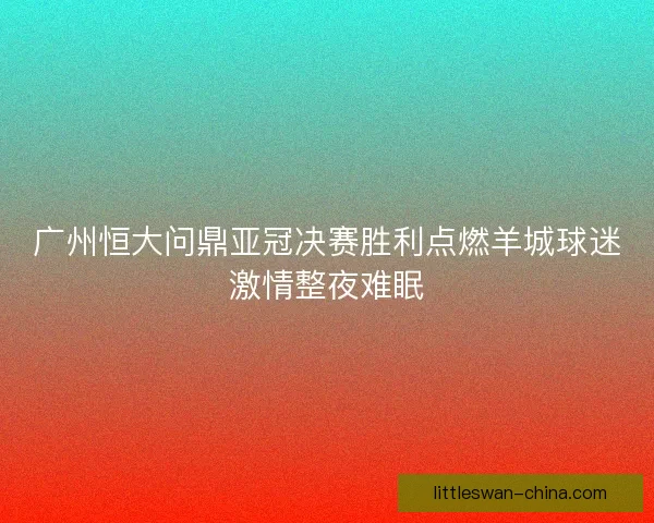 广州恒大问鼎亚冠决赛胜利点燃羊城球迷激情整夜难眠